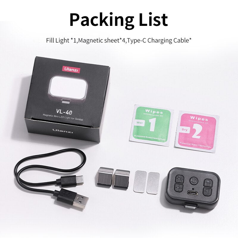 Ulanzi VL-40 Magnetic Fill Light for Handheld Gimbal