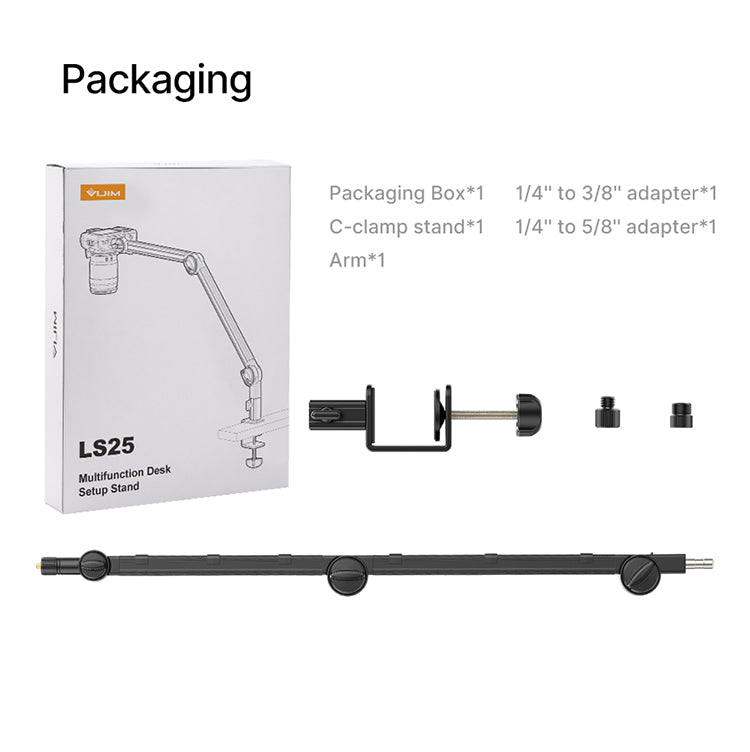 VIJIM LS25 C-clamp Flexible Desktop Light Stand Microphone Holder