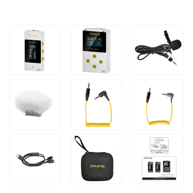 7RYMS iRay UW10 UHF Dual Wireless Lavalier Microphone For Vlogging YouTube Streaming
