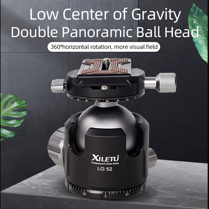 XILETU X324C+LG52 Professional Photography Carbon Fiber Tripod Kit