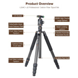 XILETU L334C+J2 Heavy Duty Professional Carbon Fiber Camera Tripod