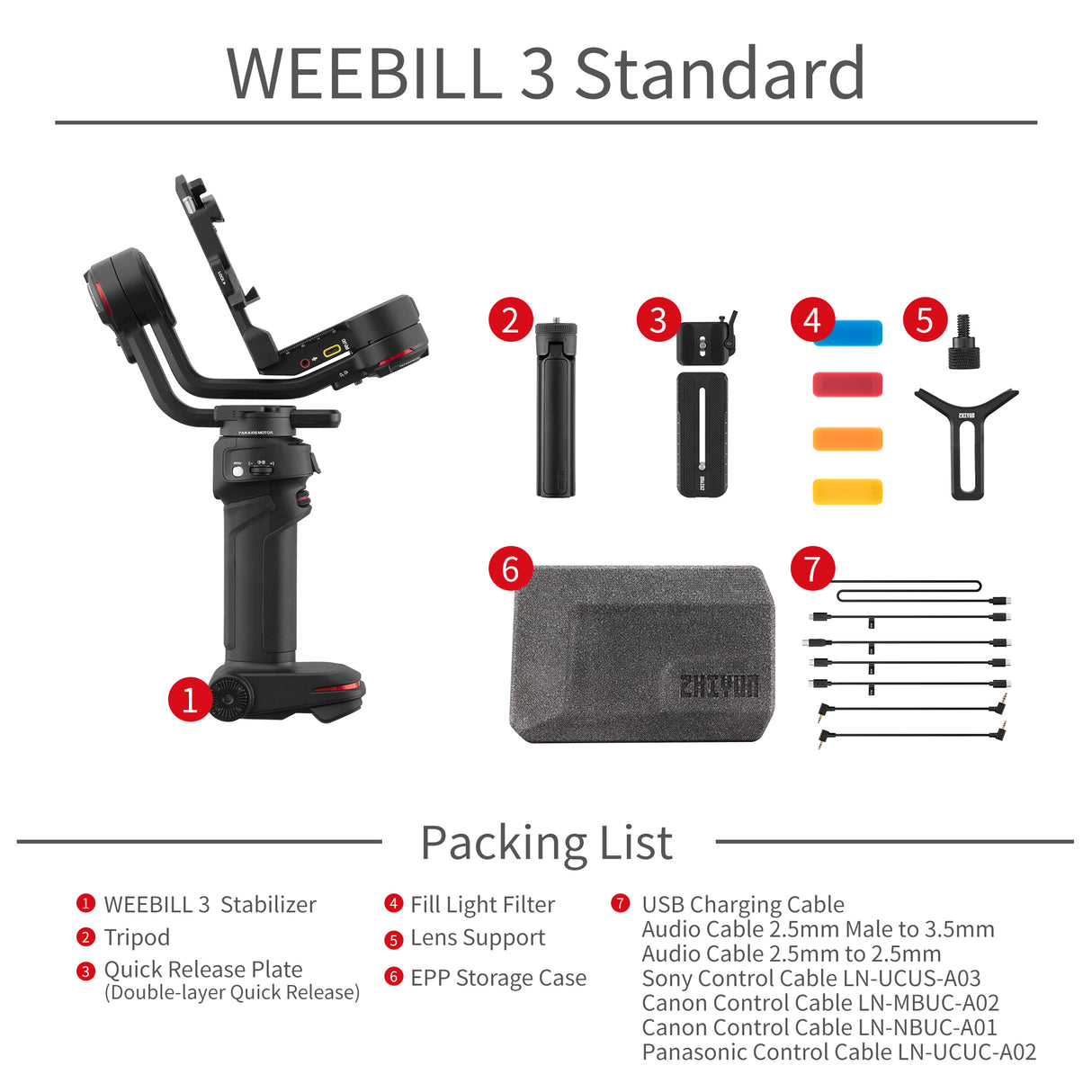 ZHIYUN Weebill 3 Camera Gimbal 3-Axis Handheld Gimbal Stabilizer
