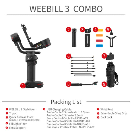 ZHIYUN Weebill 3 Camera Gimbal 3-Axis Handheld Gimbal Stabilizer